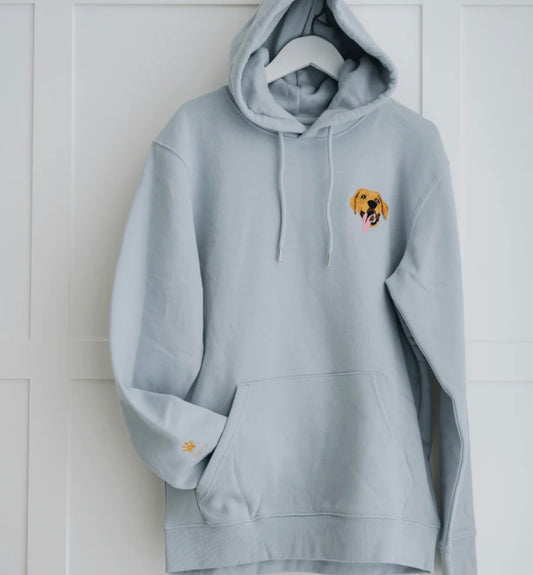 Mens Embroidered Pet Portrait Hoodie Sweatshirt