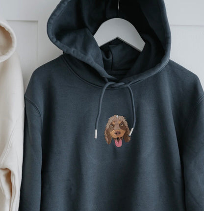 Womans Embroidered Pet Portrait Hoodie Sweatshirt